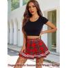 imageAvidlove Womens Pleated Skirt School Uniform Skirt Mini Skirt Pleated Cheer SkirtBlack Red Plaid