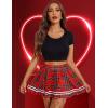 imageAvidlove Womens Pleated Skirt School Uniform Skirt Mini Skirt Pleated Cheer SkirtBlack Red Plaid