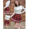 imageAvidlove Womens Pleated Skirt School Uniform Skirt Mini Skirt Pleated Cheer SkirtBlack Red Plaid
