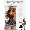 imageAvidlove Womens Pleated Skirt School Uniform Skirt Mini Skirt Pleated Cheer SkirtBlack White Plaid