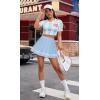 imageAvidlove Womens Pleated Skirt School Uniform Skirt Mini Skirt Pleated Cheer SkirtClear Blue
