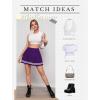 imageAvidlove Womens Pleated Skirt School Uniform Skirt Mini Skirt Pleated Cheer SkirtDeep Purple