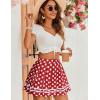 imageAvidlove Womens Pleated Skirt School Uniform Skirt Mini Skirt Pleated Cheer SkirtDot Polka Red