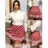 imageAvidlove Womens Pleated Skirt School Uniform Skirt Mini Skirt Pleated Cheer SkirtDot Polka Red