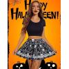 imageAvidlove Womens Pleated Skirt School Uniform Skirt Mini Skirt Pleated Cheer SkirtGoth Skull Print