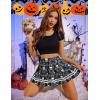 imageAvidlove Womens Pleated Skirt School Uniform Skirt Mini Skirt Pleated Cheer SkirtGoth Skull Print