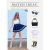 imageAvidlove Womens Pleated Skirt School Uniform Skirt Mini Skirt Pleated Cheer SkirtNavy Blue