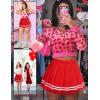 imageAvidlove Womens Pleated Skirt School Uniform Skirt Mini Skirt Pleated Cheer SkirtRed