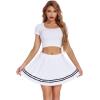 imageAvidlove Womens Pleated Skirt School Uniform Skirt Mini Skirt Pleated Cheer SkirtWhite
