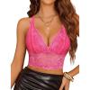 imageAvidlove Bralettes for Women Lace Wireless Bra V Neck Racerback Crop Top Adjustable Lingerie No PaddedHot Pink
