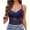 imageAvidlove Lace Bralette for Women V Neck Camisole Lingerie Spaghetti Strap Tube Slim Tank Top Navy Blue Medium