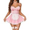 imageAvidlove Sexy Lingerie for Women Sexy Contrast Lace Maid Lingerie Dress Halloween Costumes Sets5packPink