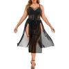 imageAvidlove Sexy Plus Size Lingerie Set for Women Sexy Bodysuit with High Slit dress and Garter Belt L5XLBlack