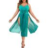imageAvidlove Sexy Plus Size Lingerie Set for Women Sexy Bodysuit with High Slit dress and Garter Belt L5XLDark Peacock Blue