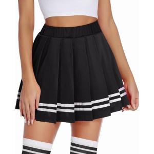 imageAvidlove Womens Pleated Skirt School Uniform Skirt Mini Skirt Pleated Cheer SkirtBlack