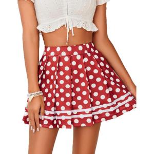 imageAvidlove Womens Pleated Skirt School Uniform Skirt Mini Skirt Pleated Cheer SkirtDot Polka Red