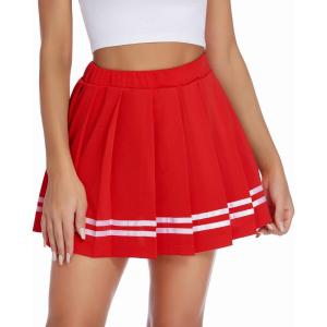 imageAvidlove Womens Pleated Skirt School Uniform Skirt Mini Skirt Pleated Cheer SkirtRed