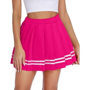 imageAvidlove Womens Pleated Skirt School Uniform Skirt Mini Skirt Pleated Cheer SkirtRose Red