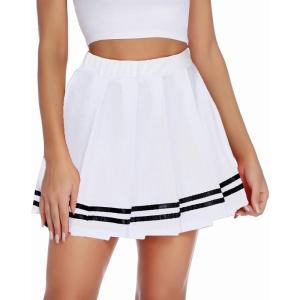imageAvidlove Womens Pleated Skirt School Uniform Skirt Mini Skirt Pleated Cheer SkirtWhite