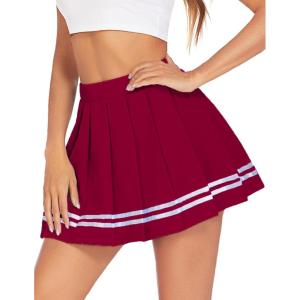 imageAvidlove Womens Pleated Skirt School Uniform Skirt Mini Skirt Pleated Cheer SkirtWine Red