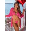 imageAvidlove Women Sexy Lingerie Set 3 Piece Mesh Kimono Robe with Bra and Panty Sheer SleepwearRose Red Leopard