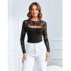 imageAvidlove Bodysuits for Women Round Neck Shapewear Bodysuit Long Sleeve Bodysuit Sexy Mesh Top Double Lined Cutout ShirtBlack01