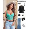 imageAvidlove Lace Bralette for Women V Neck Bustier Corset Tops with Underwired Racerback Adjustable Strap Crop TopBright Green