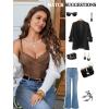 imageAvidlove Lace Bralette for Women V Neck Bustier Corset Tops with Underwired Racerback Adjustable Strap Crop TopBrown