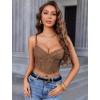 imageAvidlove Lace Bralette for Women V Neck Bustier Corset Tops with Underwired Racerback Adjustable Strap Crop TopBrown