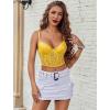 imageAvidlove Lace Bralette for Women V Neck Bustier Corset Tops with Underwired Racerback Adjustable Strap Crop TopCeramic Green