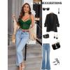 imageAvidlove Lace Bralette for Women V Neck Bustier Corset Tops with Underwired Racerback Adjustable Strap Crop TopGrass Green