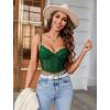 imageAvidlove Lace Bralette for Women V Neck Bustier Corset Tops with Underwired Racerback Adjustable Strap Crop TopGrass Green