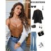 imageAvidlove Lace Bralette for Women V Neck Bustier Corset Tops with Underwired Racerback Adjustable Strap Crop TopKhaki