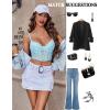 imageAvidlove Lace Bralette for Women V Neck Bustier Corset Tops with Underwired Racerback Adjustable Strap Crop TopLight Blue