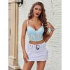 imageAvidlove Lace Bralette for Women V Neck Bustier Corset Tops with Underwired Racerback Adjustable Strap Crop TopLight Blue