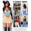 imageAvidlove Lace Bralette for Women V Neck Bustier Corset Tops with Underwired Racerback Adjustable Strap Crop TopLight Blue