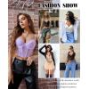 imageAvidlove Lace Bralette for Women V Neck Bustier Corset Tops with Underwired Racerback Adjustable Strap Crop TopLilac