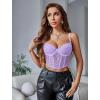 imageAvidlove Lace Bralette for Women V Neck Bustier Corset Tops with Underwired Racerback Adjustable Strap Crop TopLilac