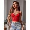imageAvidlove Lace Bralette for Women V Neck Bustier Corset Tops with Underwired Racerback Adjustable Strap Crop TopRed