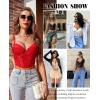 imageAvidlove Lace Bralette for Women V Neck Bustier Corset Tops with Underwired Racerback Adjustable Strap Crop TopRed