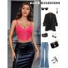 imageAvidlove Lace Bralette for Women V Neck Bustier Corset Tops with Underwired Racerback Adjustable Strap Crop TopRose Red