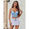 imageAvidlove Lace Bralette for Women V Neck Bustier Corset Tops with Underwired Racerback Adjustable Strap Crop TopSky Blue