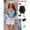 imageAvidlove Lace Bralette for Women V Neck Bustier Corset Tops with Underwired Racerback Adjustable Strap Crop TopSky Blue