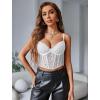 imageAvidlove Lace Bralette for Women V Neck Bustier Corset Tops with Underwired Racerback Adjustable Strap Crop TopWhite