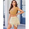 imageAvidlove Lace Mini Skirts for Women Flowy Skirt Y2k Layered Asymmetrical Short SkirtBeige