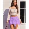 imageAvidlove Lace Mini Skirts for Women Flowy Skirt Y2k Layered Asymmetrical Short SkirtLake Lilac Purple
