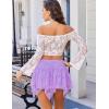 imageAvidlove Lace Mini Skirts for Women Flowy Skirt Y2k Layered Asymmetrical Short SkirtLake Lilac Purple