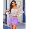 imageAvidlove Lace Mini Skirts for Women Flowy Skirt Y2k Layered Asymmetrical Short SkirtLake Lilac Purple