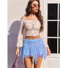 imageAvidlove Lace Mini Skirts for Women Flowy Skirt Y2k Layered Asymmetrical Short SkirtLight Blue