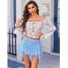 imageAvidlove Lace Mini Skirts for Women Flowy Skirt Y2k Layered Asymmetrical Short SkirtLight Blue